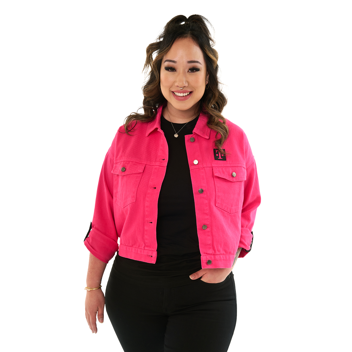 Women's Magenta Denim Jacket