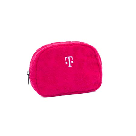 MAGENTA TERRY TOWEL FLORAL POUCH